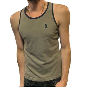 Disney Adult Olive Green Embroidered Mickey Mouse Casual Tank Top Size Small